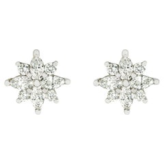 Tiffany & Co. Platinum Victoria Diamond Cluster Stud Earrings 0.72ct TDW