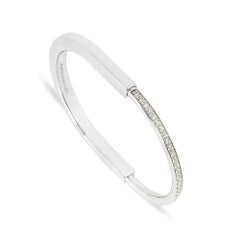Tiffany & Co. White Gold Half Pavé Diamond Large Lock Bracelet 70425300