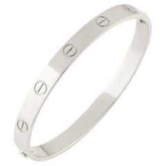 Cartier White Gold Plain Love Bracelet Size 16 B6035416
