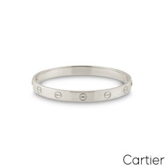Cartier White Gold Plain Love Bracelet Size 16 B6035416