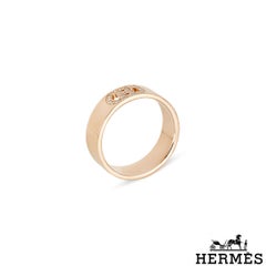 Hermés Rose Gold Diamond H d Ancre Size 54 Ring H115601B