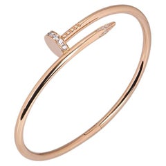 Cartier Rose Gold Diamond Juste Un Clou Bracelet Size 17 B6048517