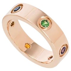 Cartier Rose Gold Coloured Stones Love Ring Size 50 B4087800
