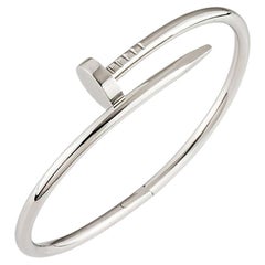 Cartier Oro Blanco Liso Juste Un Clou Pulsera Talla 19 B6048319