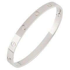 Cartier White Gold Plain Love Bracelet Size 15 B6035415