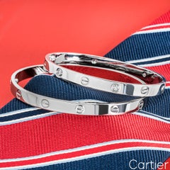 Cartier White Gold Plain Love Bracelet Size 15 B6035415