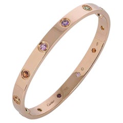 Cartier Rose Gold Coloured Stones Love Bracelet Size 18 B6036518
