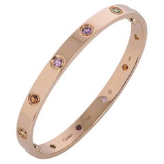 Cartier Rose Gold Coloured Stones Love Bracelet Size 18 B6036518