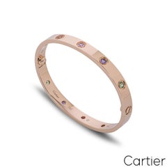 Cartier Rose Gold Coloured Stones Love Bracelet Size 18 B6036518