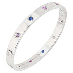 Cartier White Gold Coloured Stones Love Bracelet Size 16 B6036316