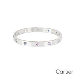 Cartier White Gold Coloured Stones Love Bracelet Size 16 B6036316