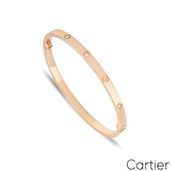 Cartier Rose Gold 6 Diamond SM Love Bracelet Size 16 B6047616