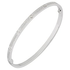 Cartier White Gold Pave Diamond SM Love Bracelet Size 18 N6710818