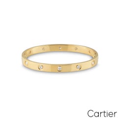 Cartier Yellow Gold Full Diamond Love Bracelet Size 20 B6040520