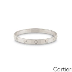 Cartier White Gold Plain Love Bracelet Size 19 B6035419