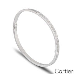 Cartier White Gold Pave Diamond SM Love Bracelet Size 16 N6710816
