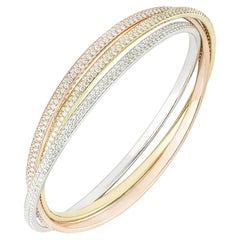 Cartier Trinity Bracelet en or tricolore pavé de diamants 20cm