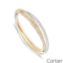 Cartier Trinity Bracelet en or tricolore pavé de diamants 20cm