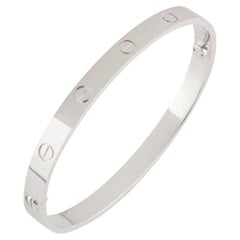Cartier White Gold Plain Love Bracelet Size 18 B6035418