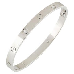 Cartier White Gold Half Diamond Love Bracelet Size 21 B6035821