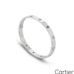Cartier White Gold Coloured Stones Love Bracelet Size 17 B6036317