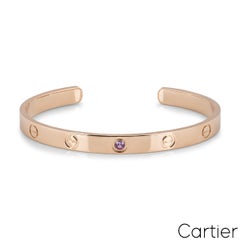 Cartier Rose Gold Pink Sapphire Cuff Love Bracelet Size 16 B6030016