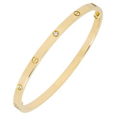 Cartier Yellow Gold Half Diamond SM Love Bracelet Size 19 B6047219