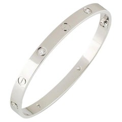 Cartier White Gold Half Diamond Love Bracelet Size 17 B6035817