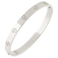 Cartier White Gold Plain Love Bracelet Size 18 B6035418