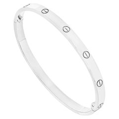 Cartier White Gold Plain Medium Love Bracelet Size 18 B6081618