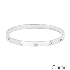 Cartier White Gold Plain Medium Love Bracelet Size 18 B6081618