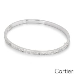 Cartier White Gold Pave Diamond SM Love Bracelet Size 20 N6710820