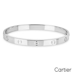 Cartier White Gold Plain Love Bracelet Size 15 B6035415
