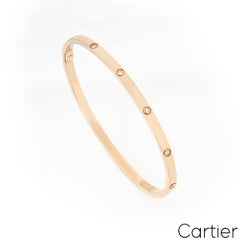 Cartier Rose Gold Full Diamond Love Bracelet SM Size 15 B6047915