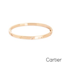 Cartier Rose Gold 6 Diamond SM Love Bracelet Size 17 B6047617