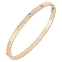 Cartier Rose Gold 6 Diamond SM Love Bracelet Size 17 B6047617