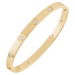 Cartier Yellow Gold Full Diamond Love Bracelet Size 17 B6040517