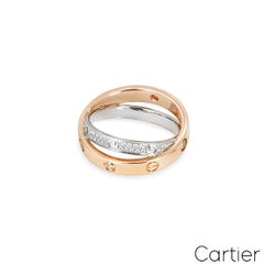 Cartier Rose & White Gold Double Pave Love Ring Size 53 B4094300