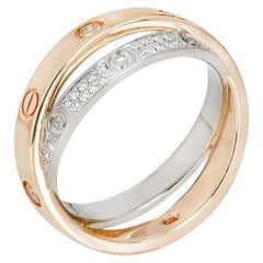 Cartier Rose & White Gold Double Pave Love Ring Size 53 B4094300