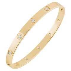 Cartier Yellow Gold Full Diamond Love Bracelet Size 19 B6040519