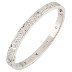 Cartier White Gold Pavé Diamond Love Bracelet Size 19 N6727419