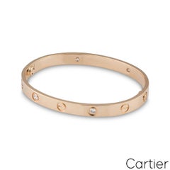 Cartier Rose Gold Half Diamond Love Bracelet Size 15 B6036015