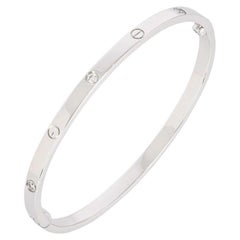Cartier White Gold 6 Diamond SM Love Bracelet Size 18 B6047718
