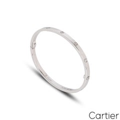Cartier White Gold 6 Diamond SM Love Bracelet Size 18 B6047718