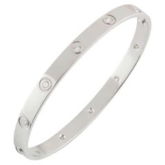 Cartier White Gold Full Diamond Love Bracelet Size 18 B6040718