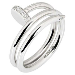 Cartier White Gold Diamond Double Juste Un Clou Ring Size 48 B4211000