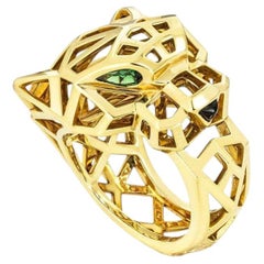 Anello Panthere Cartier in oro giallo con tsavorite e onice, misura 55, N4767955