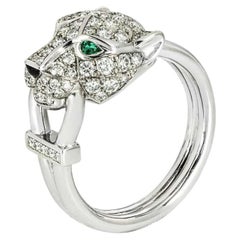 Cartier White Gold Panthere De Cartier Pavé Diamond Ring Size 54 N4244700