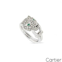 Cartier White Gold Panthere De Cartier Pavé Diamond Ring Size 54 N4244700