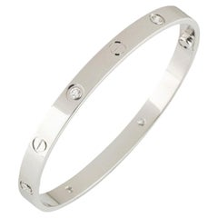 Cartier White Gold Half Diamond Love Bracelet Size 18 B6035818